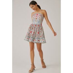 Anthropologie Floral Strapless Mini Dress - Multicolor